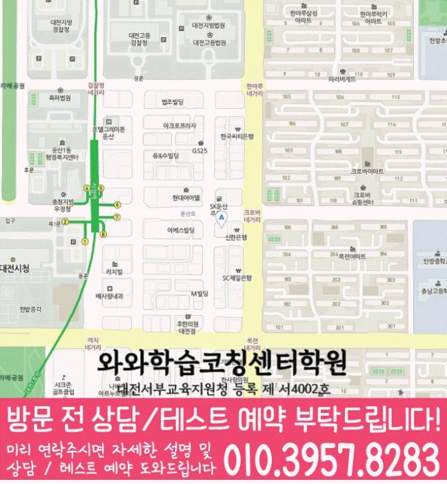 둔산동 전문학원 지도 이미지
