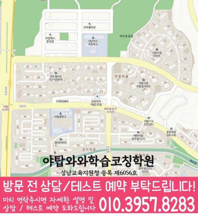 야탑 전문학원 지도 이미지